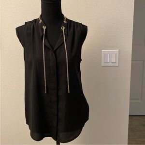 Michael Kors Elegant Black Sleeveless Top machine washable